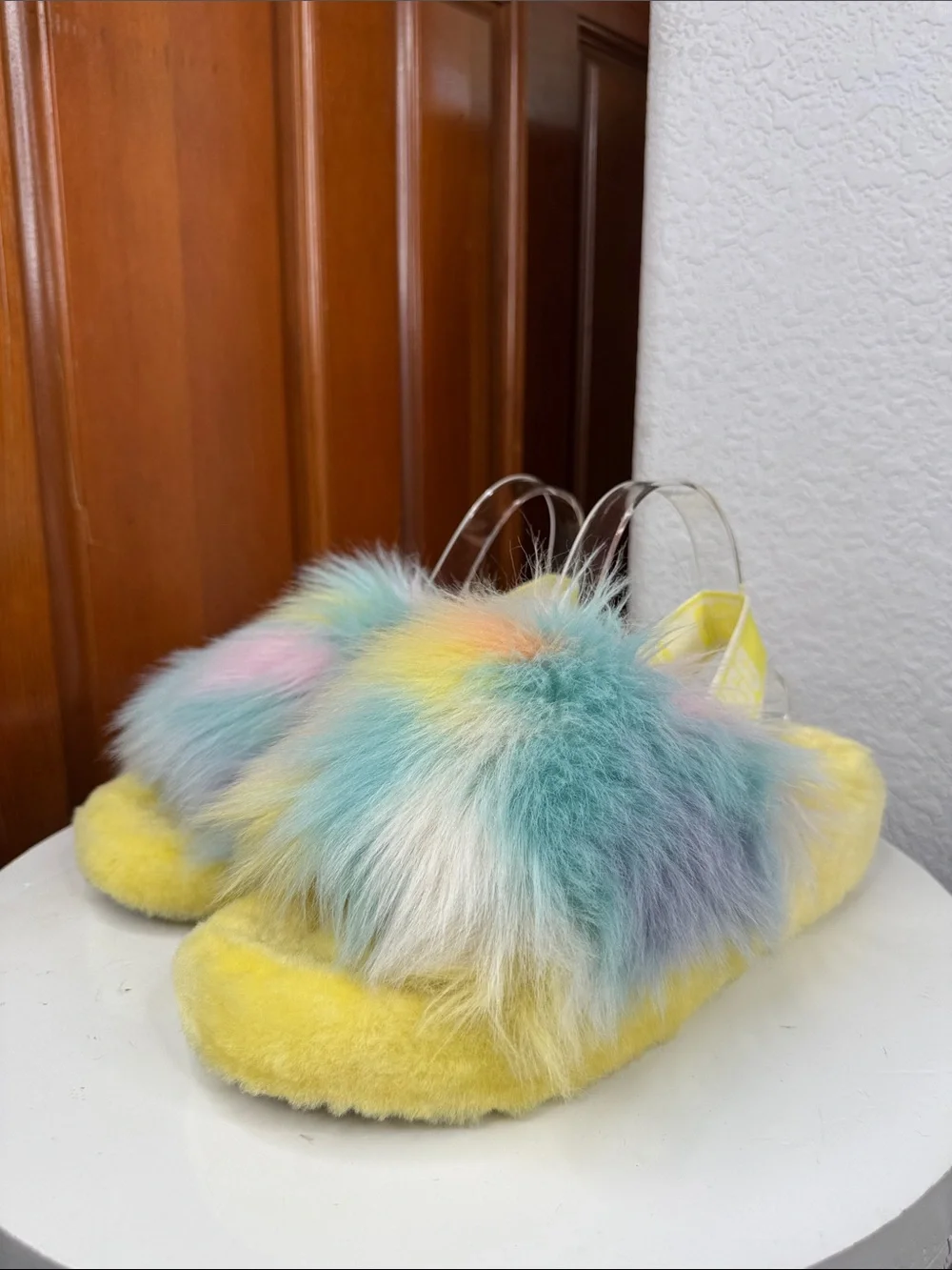 UGG FLUFF YEAH  MARGARITA TIE DYE SHEEPSKIN PLATFORM SLIPPER SLIDES SIZE 10